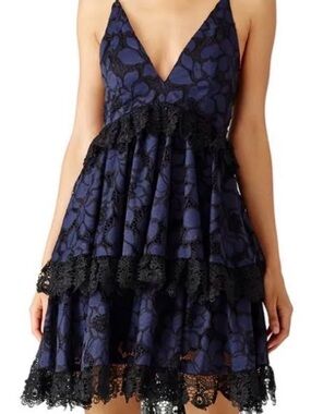 Kendall + Kylie Navy Lace Tiered Babydoll Dress XS